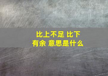 比上不足 比下有余 意思是什么